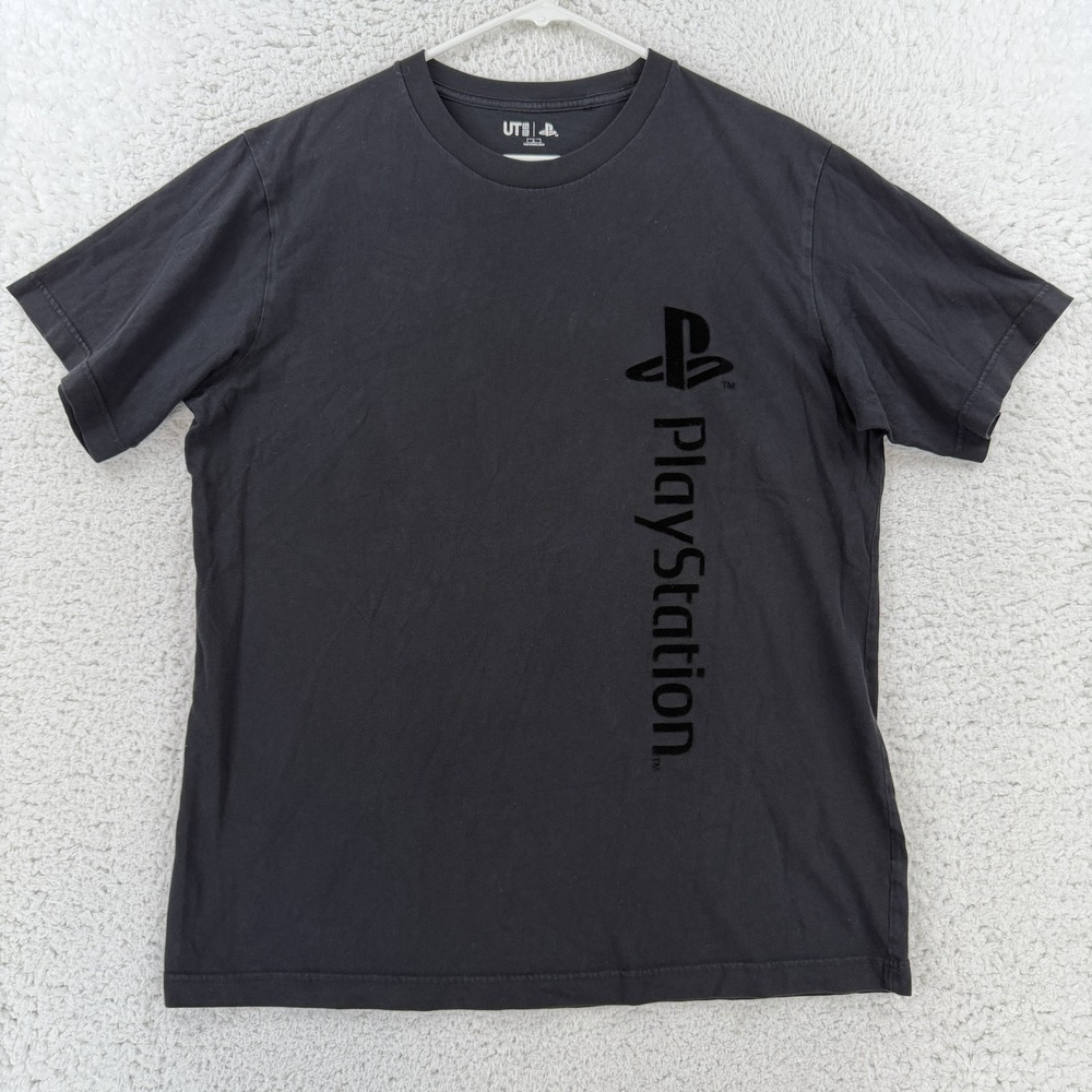 Uniqlo UT PlayStation Console Graphic Tee Mens Large Black T-Shirt 341-457327